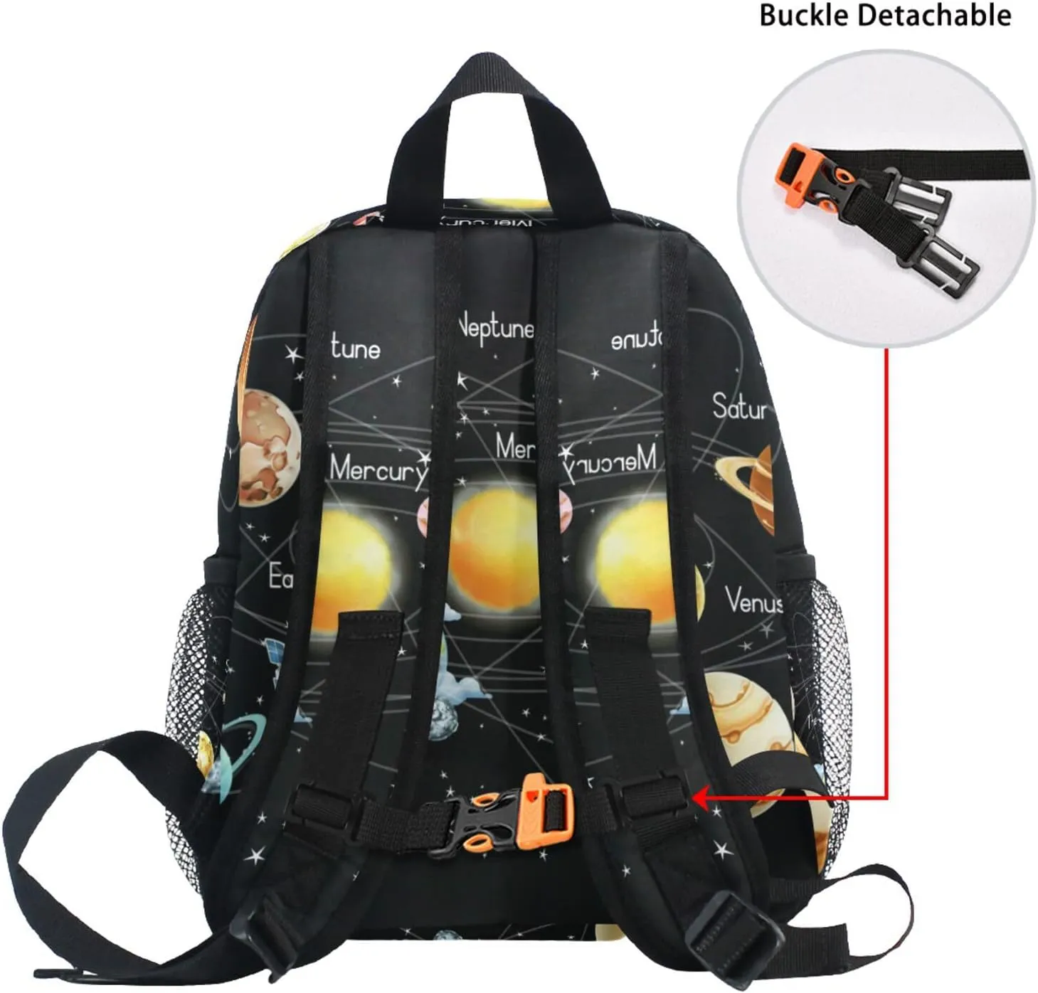 AUUXVA Solar System Planet Space Kid's Backpack Toddler Bags with Chest Clip Schoolbag for Girl Boy Preschool Kindergarten Student Bookbag Children Bag Travel Daypack