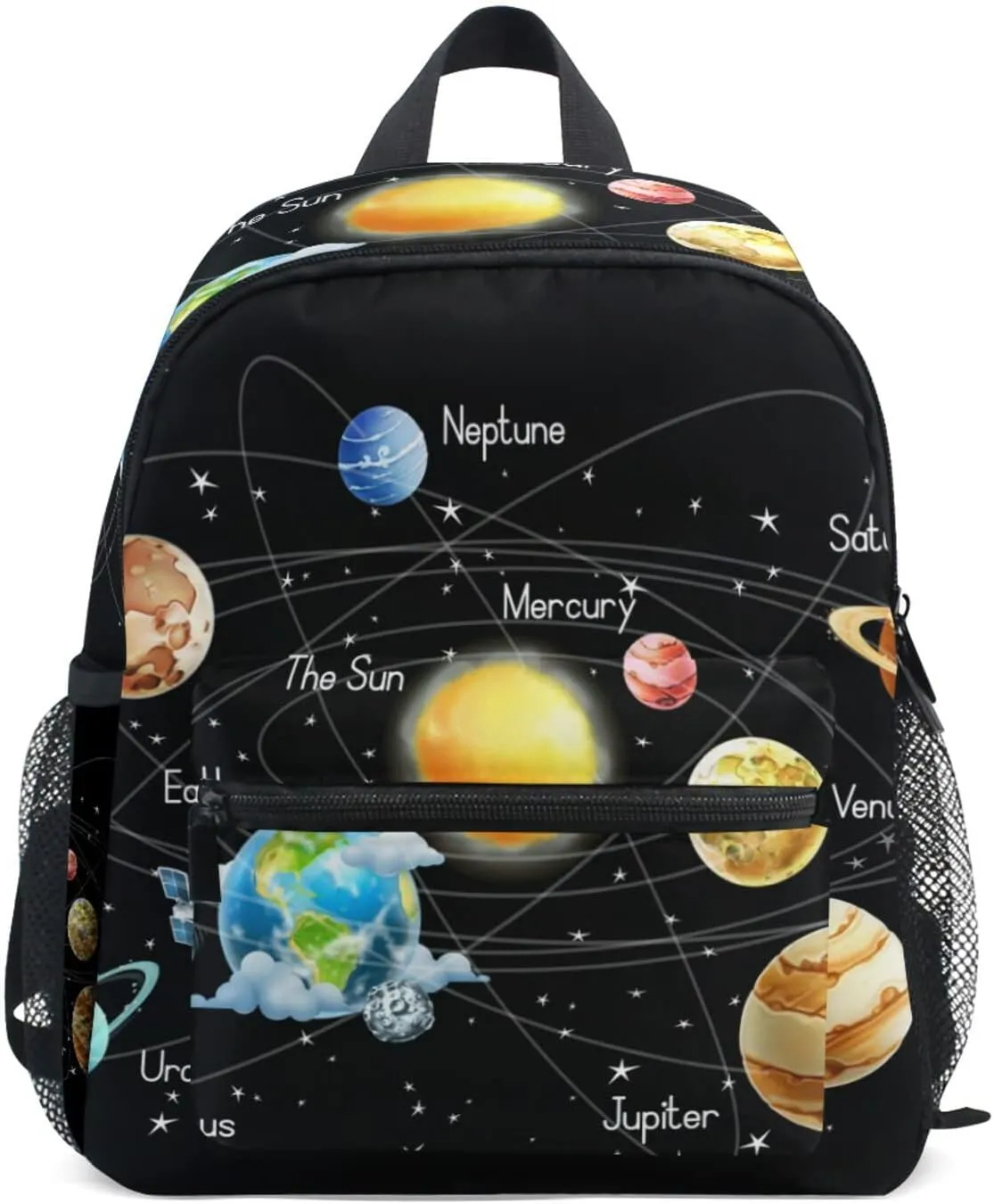 AUUXVA Solar System Planet Space Kid's Backpack Toddler Bags with Chest Clip Schoolbag for Girl Boy Preschool Kindergarten Student Bookbag Children Bag Travel Daypack