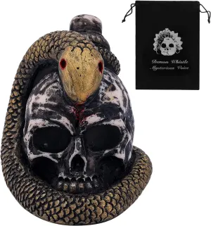 Aztec Death Whistle, 125 Decibels   Loudest Mexican Death Whistle with Drawstring Pouch Snake Winding Design Authentic Human Sounding Screams Skull for Collectible Halloween Gag Gift