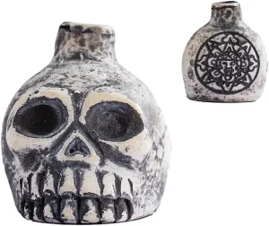 Aztec Skull Whistle - Creepy Loud Human Scream War Death Sound, High Decibels (Small, White)