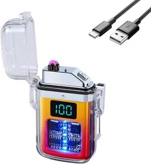 BABOBIU Electric Lighter Plasma Lighter Flameless Windproof Lighter Waterproof Camping Lighter with Type-C Fast Charging for Hiking, Outing, Adventure (red Yellow)