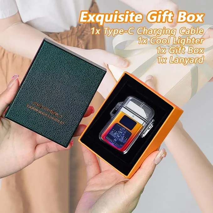 BABOBIU Electric Lighter Plasma Lighter Flameless Windproof Lighter Waterproof Camping Lighter with Type-C Fast Charging for Hiking, Outing, Adventure (red Yellow)