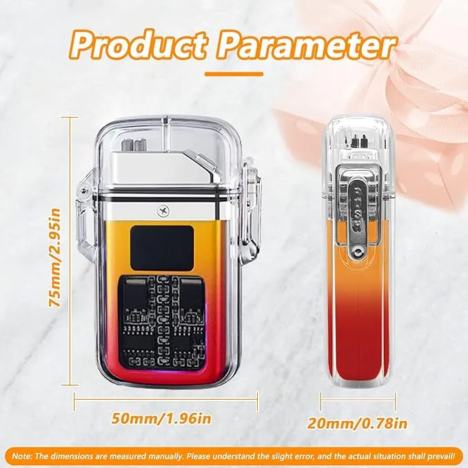BABOBIU Electric Lighter Plasma Lighter Flameless Windproof Lighter Waterproof Camping Lighter with Type-C Fast Charging for Hiking, Outing, Adventure (red Yellow)