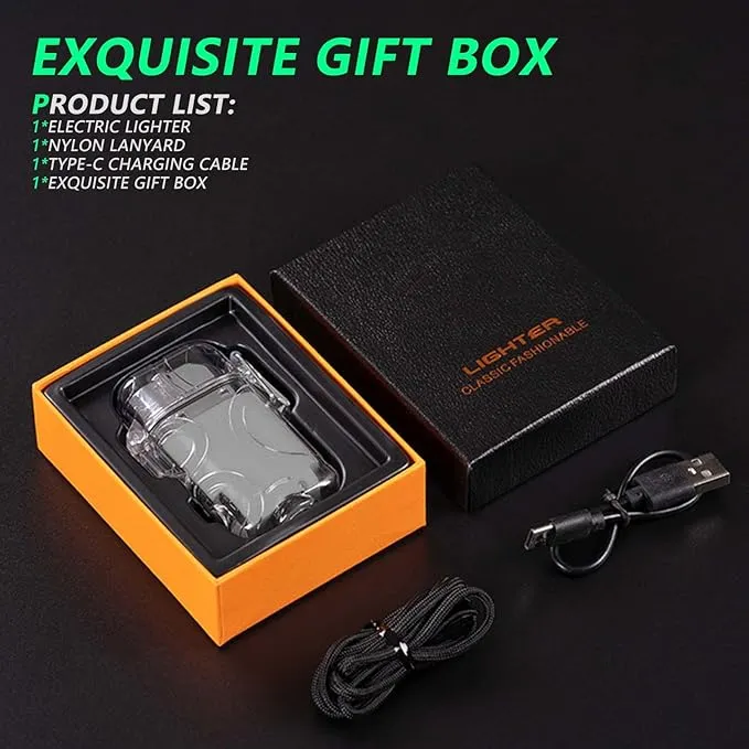 BABOBIU Plasma Lighter Rechargeable Lighter Portable Flameless Waterproof Windproof Lighter Cool Lighter with Portable Flashlight Gift for Men, Boyfriend, Husband (Silver)