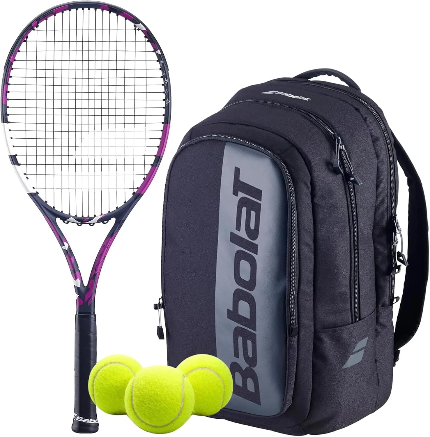 Babolat Boost Aero Strung Tennis Racquet, Pink (Add an Optional Bag, Tennis Balls and Grips)