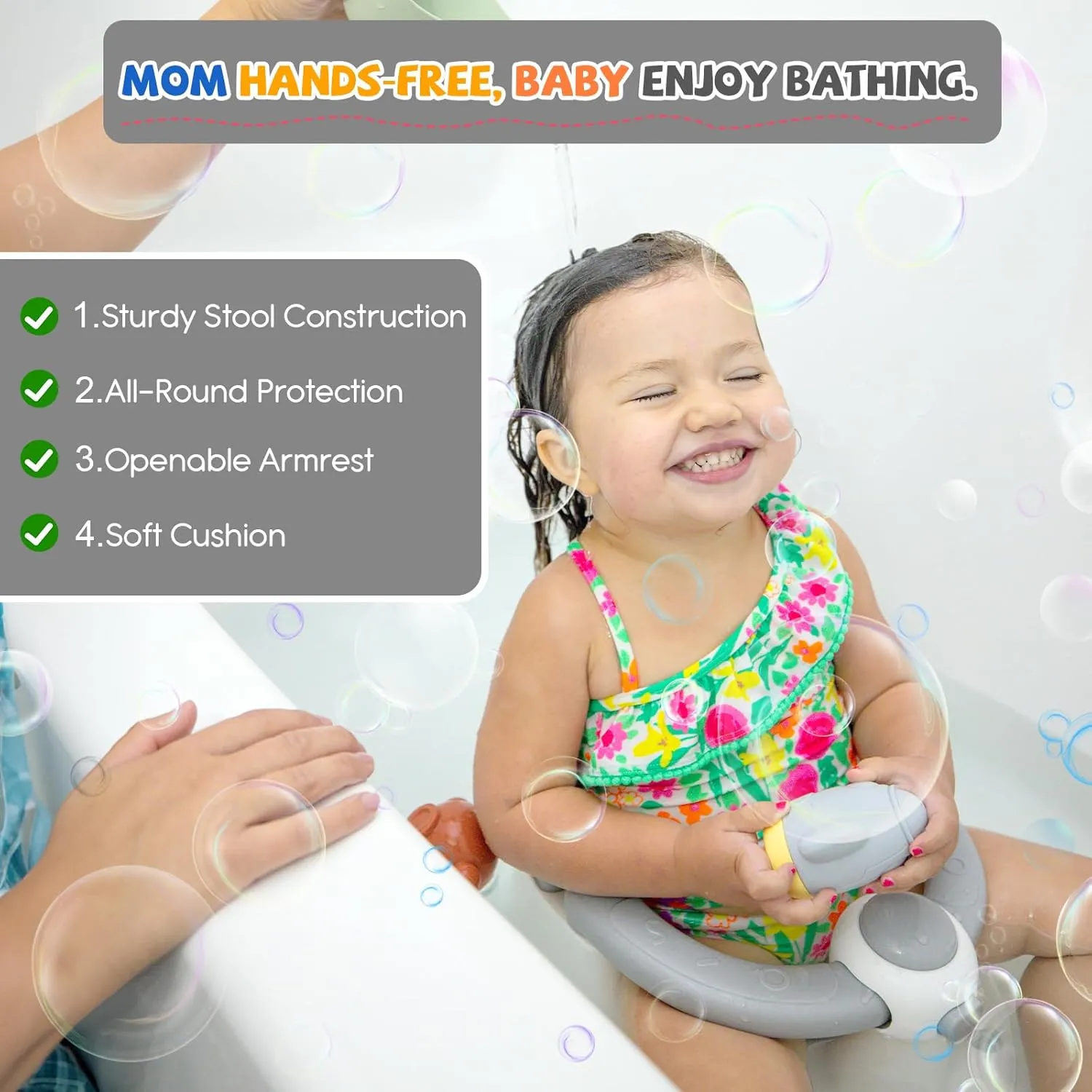Baby Bath Seat for Babies 6 Months & up, Sure & Secure Suction Cups, Non-Slip Baby Bath Seat, Detachable, Safe & Comfortable Baby Bath Support, Sit Up Bath Seat for Baby, Pink
