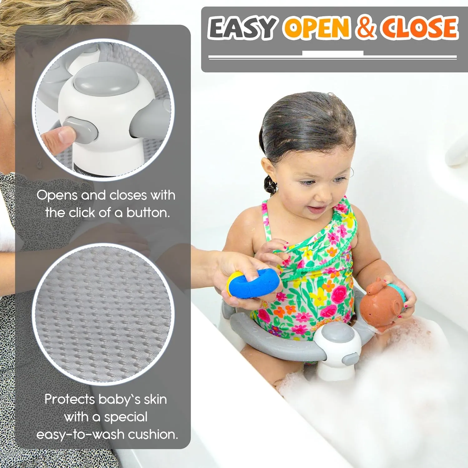 Baby Bath Seat for Babies 6 Months & up, Sure & Secure Suction Cups, Non-Slip Baby Bath Seat, Detachable, Safe & Comfortable Baby Bath Support, Sit Up Bath Seat for Baby, Pink