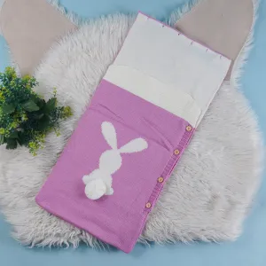 Baby Knitted Sleeping Bag Rabbit Pink - Sunshine