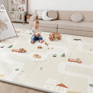 Baby Play Mat 50"*78" Foldable Foam Baby Play Mat for Floor Reversible Waterproof Playmats for Babies Boy and Toddlers Infants Edge Reinforcement Crawling Mat for Indoor&Outdoor&Travel