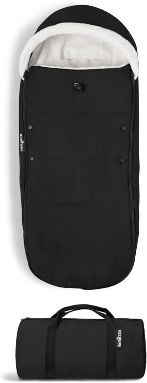 Babyzen YOYO Footmuff, Black - Sherpa Lining & Fleece Hood with Drawstring to Keep Baby Warm - Includes Carrying Bag - Machine Washable