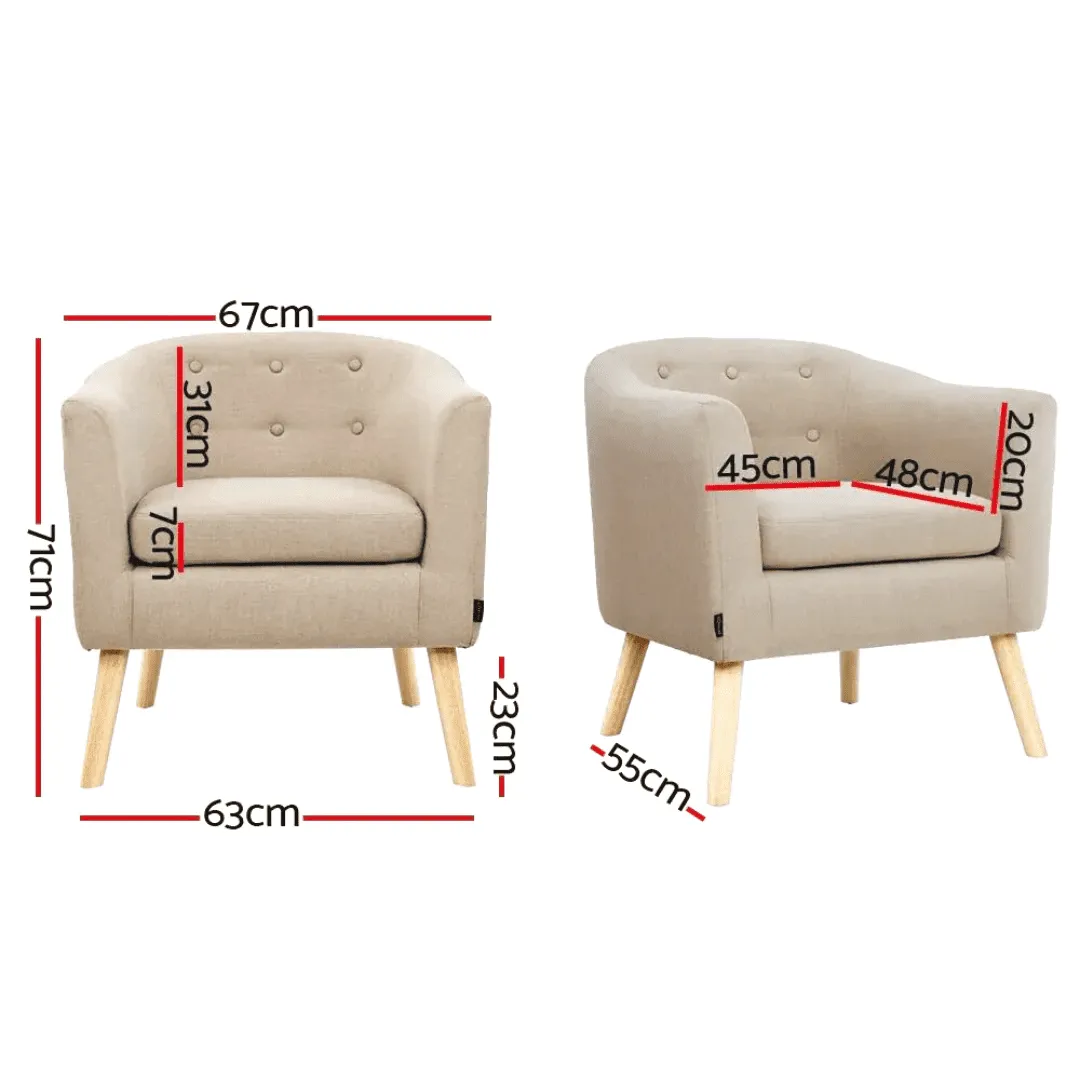Bandora Fabric Accent Armchairs Sofa