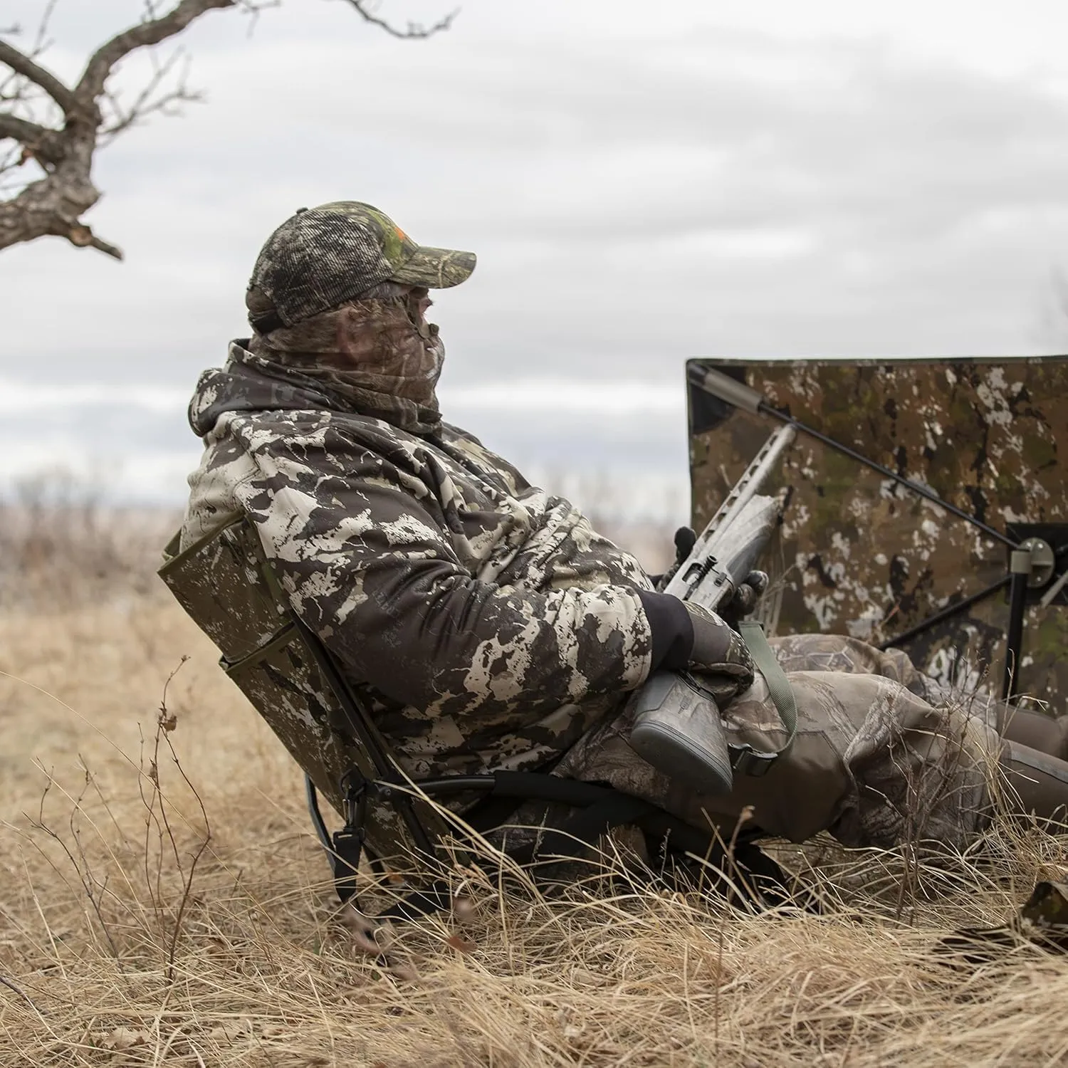 Barronett Blinds Ground Gobbler Chair, Run and Gun Hunting Chair, Low Profile, Ultra-Portable, Lightweight, 300 lb. Capacity, Crater™ Thrive, BC108