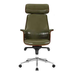 Baver Faux Leather Mid-Century Executive Office Chair Corrigan Studio® Upholstery Color: Green