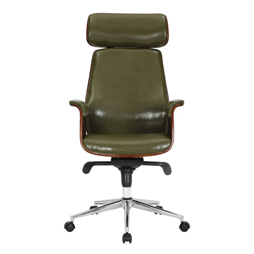 Baver Faux Leather Mid-Century Executive Office Chair Corrigan Studio® Upholstery Color: Green