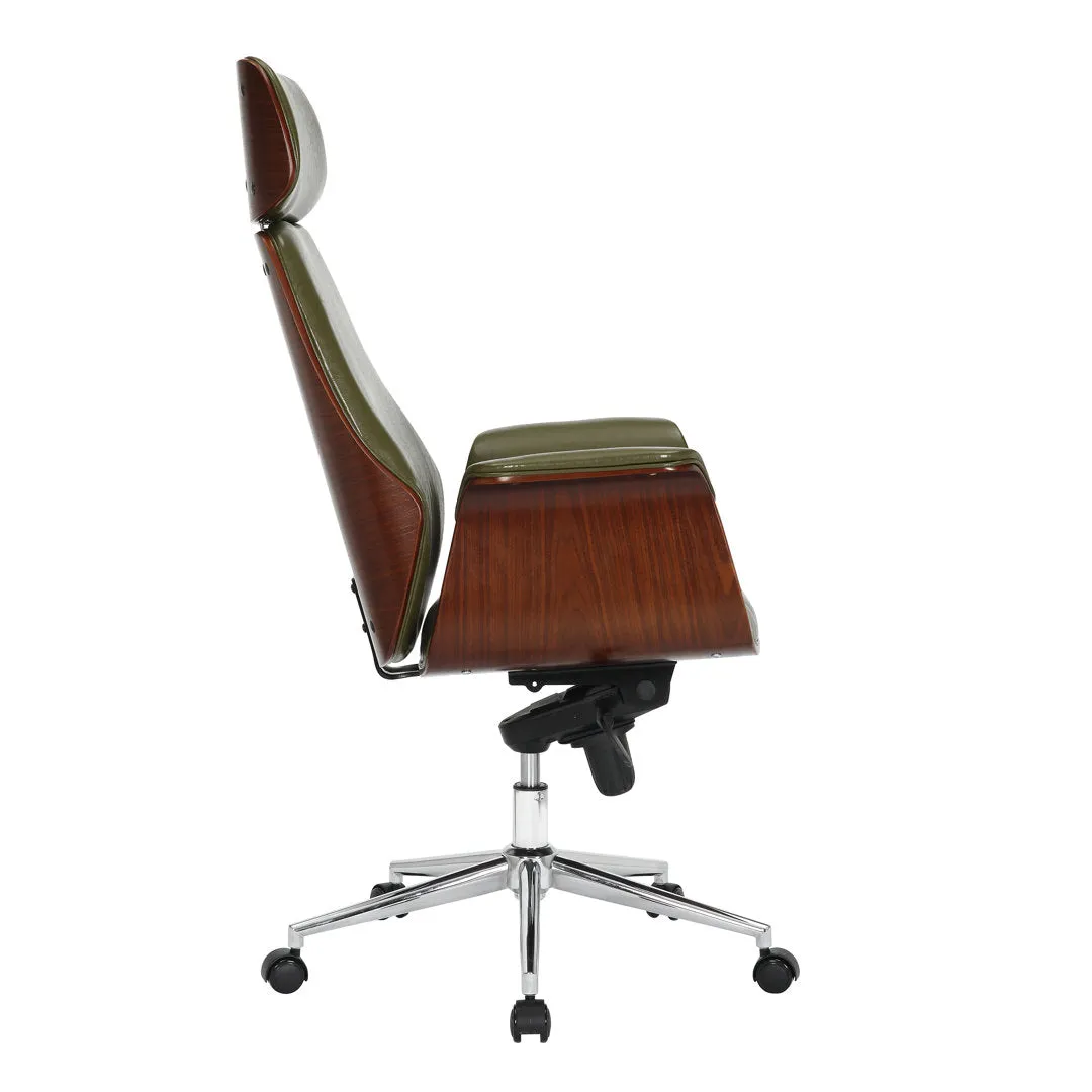 Baver Faux Leather Mid-Century Executive Office Chair Corrigan Studio® Upholstery Color: Green