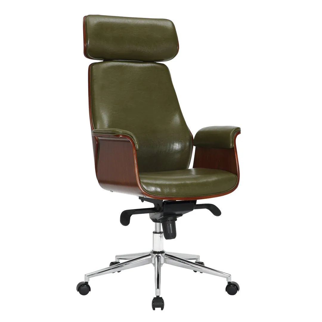 Baver Faux Leather Mid-Century Executive Office Chair Corrigan Studio® Upholstery Color: Green