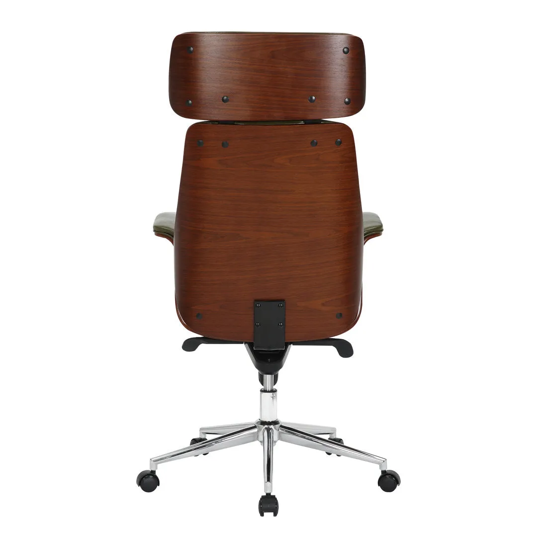 Baver Faux Leather Mid-Century Executive Office Chair Corrigan Studio® Upholstery Color: Green