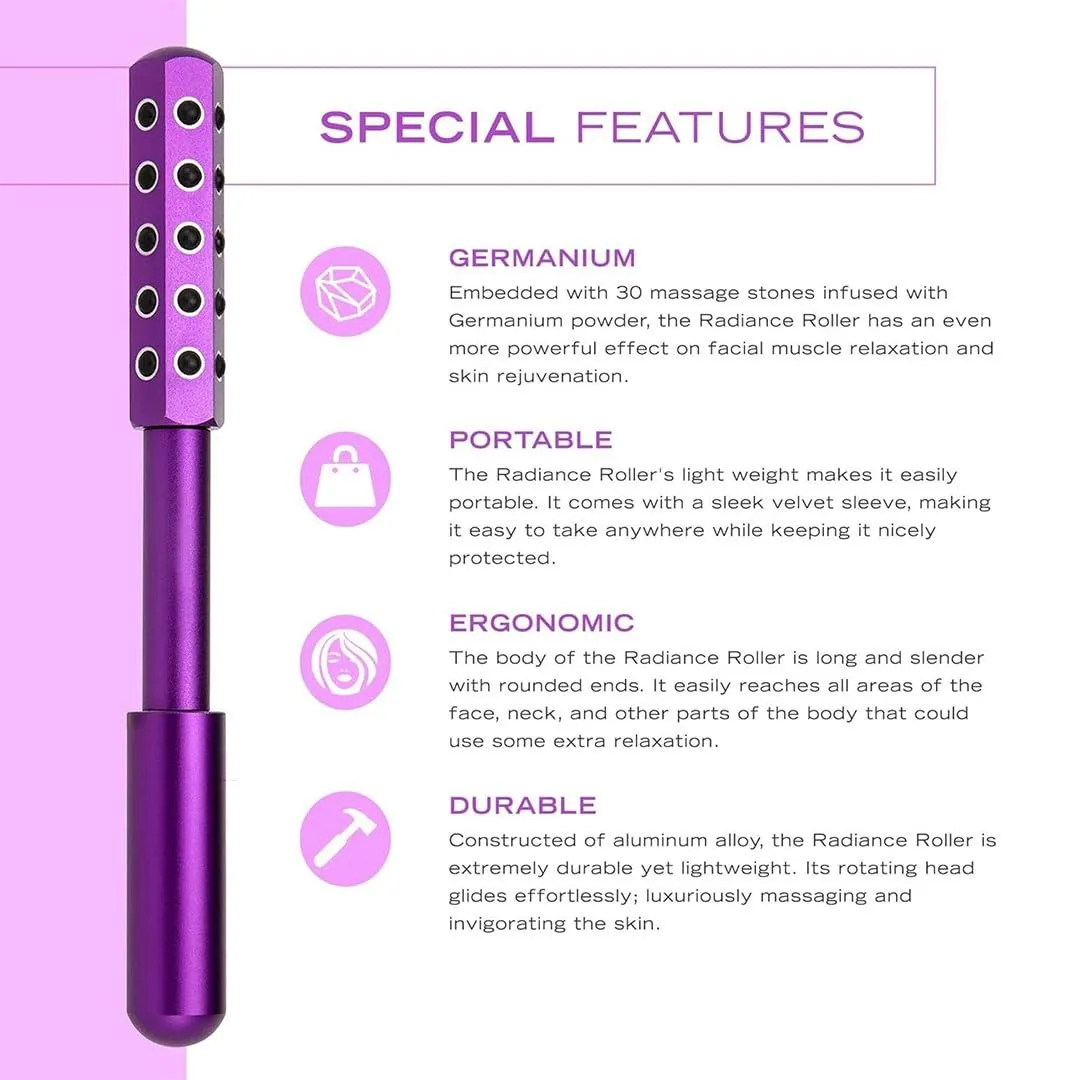 Beauty Sculptor Roller – Uplifting Facial Massager for Skin Firming and Glow, Anti-Aging Face Tool for Daily Skincare Routine, Made of Germanium Alloy with Portable Ergonomic Design(24 Ge Purple,1 PCS