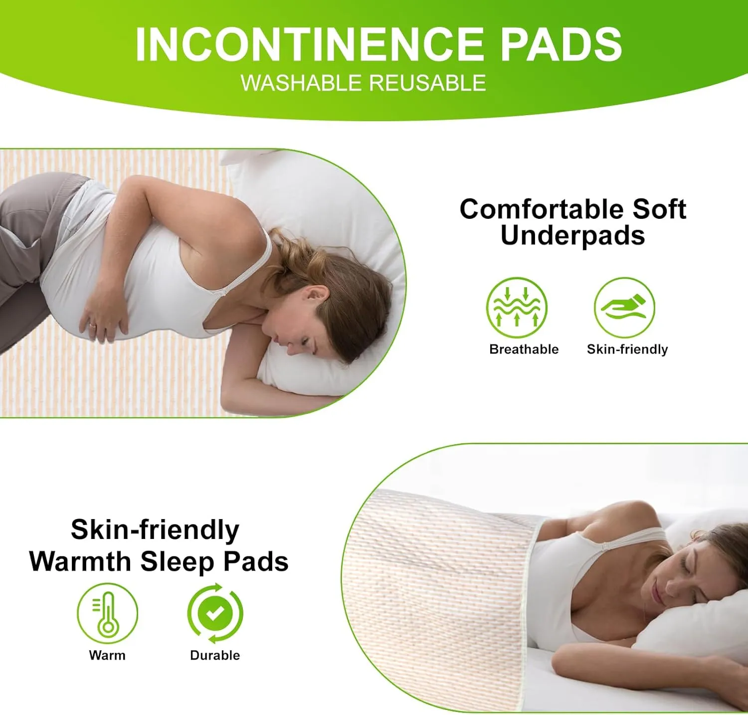 Bed Pads Washable Waterproof 36''x34''x1pack,5 Layer Thicken Cotton Comfort Soft Wheelchair Incontinence Bed Pads,Reusable Anti-Slip Pee Pads for Kids Boys Girls,Beige