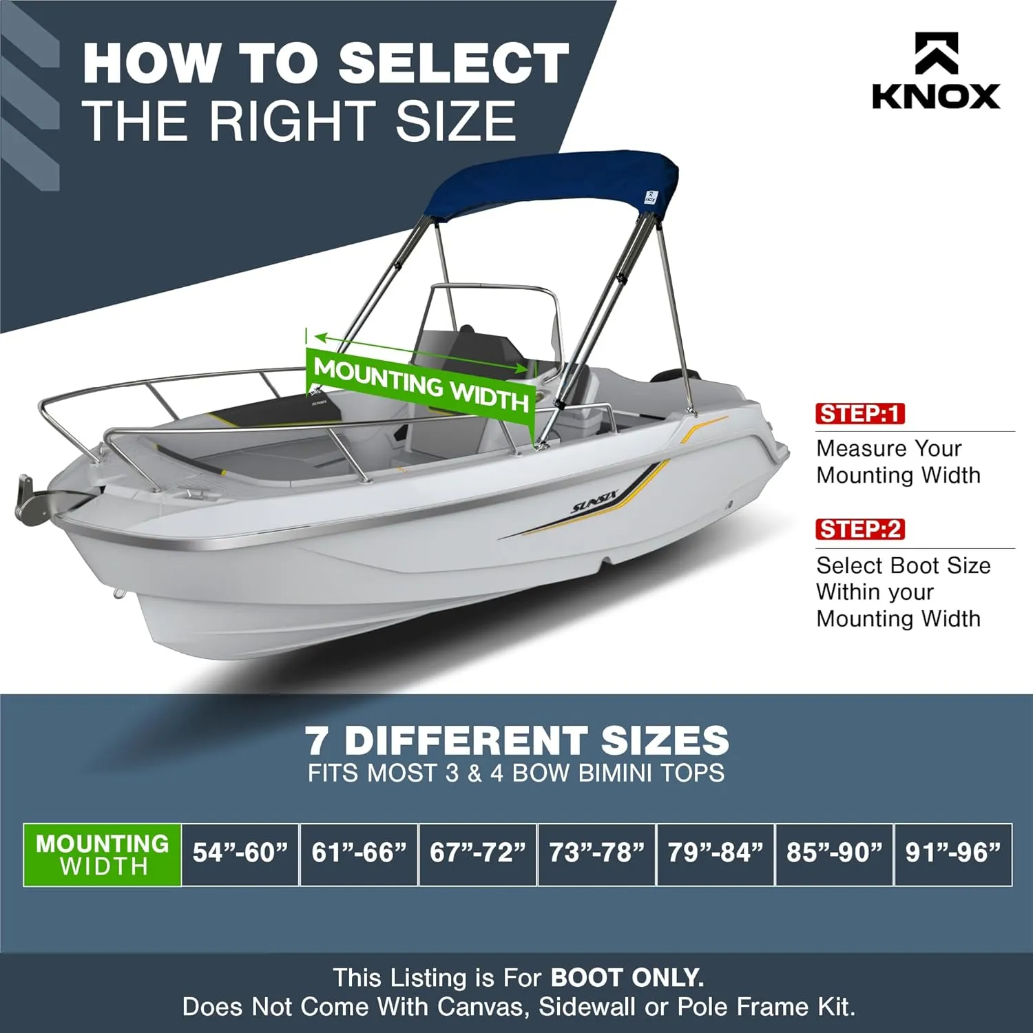 Bimini Top Boot Cover Replacement, Fits 3 Bow & 4 Bow Bimini Tops for Boats, 900D Marine Grade Canvas, Fadeproof, Waterproof Sun Shade Boat Canopy Storage, No Frame, 67"-72" W, Navy Blue