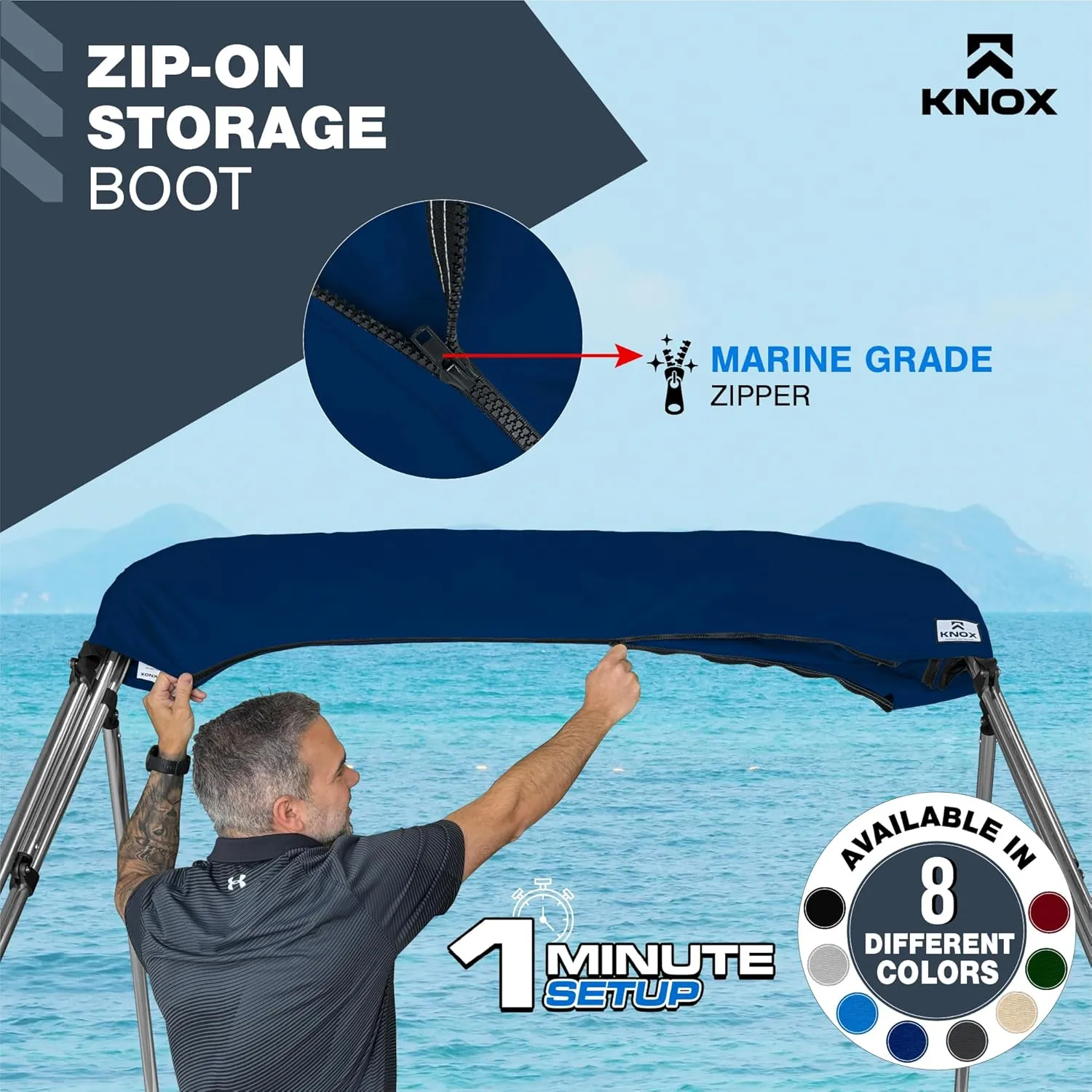 Bimini Top Boot Cover Replacement, Fits 3 Bow & 4 Bow Bimini Tops for Boats, 900D Marine Grade Canvas, Fadeproof, Waterproof Sun Shade Boat Canopy Storage, No Frame, 67"-72" W, Navy Blue