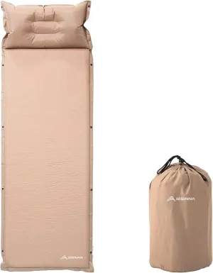BISINNA Self Inflating Sleeping Pad Thick Foam Sleeping Mattress with Pillow for Camping Lightweight Insulated Sleeping Mat Fast Inflating for Camping Travel Car Tent 1.2inches