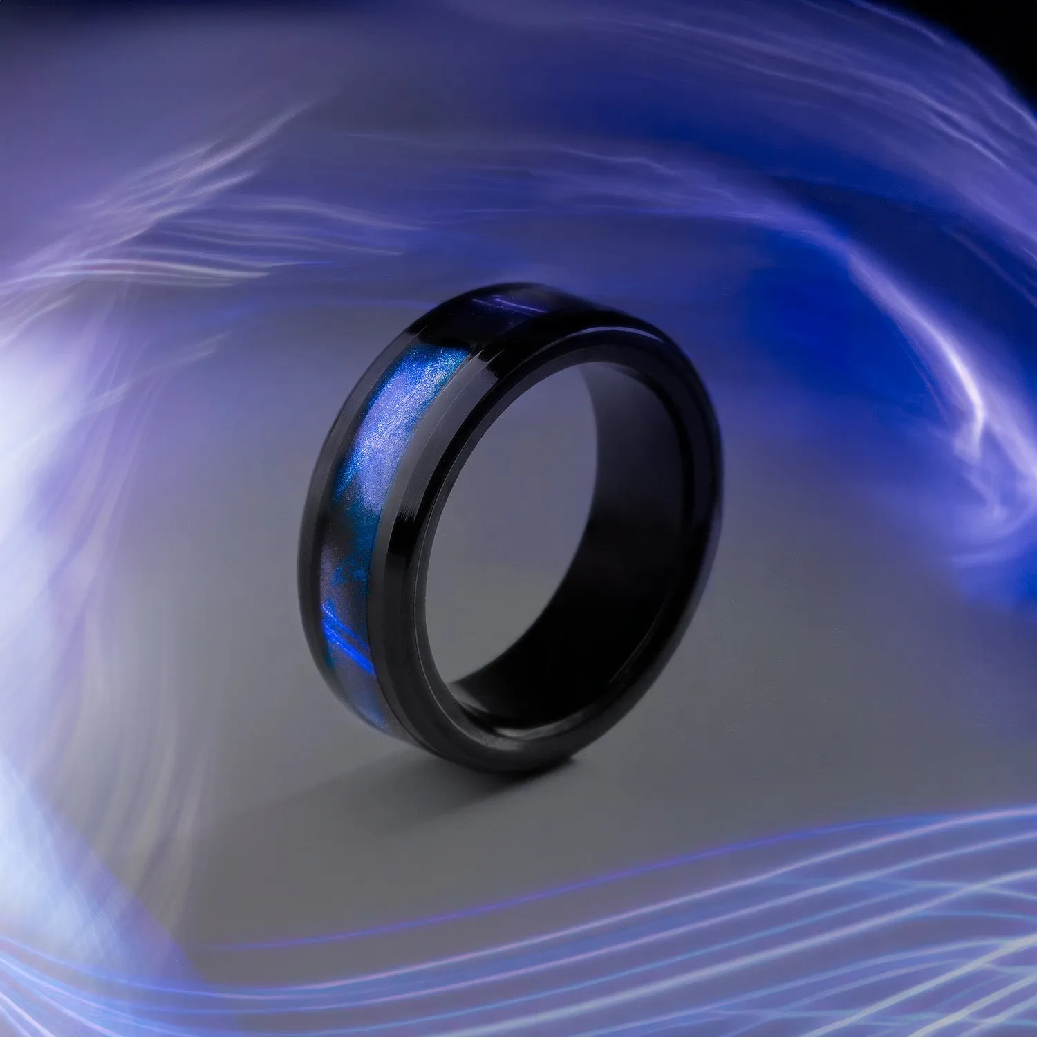 Black Flash Inlay Ring