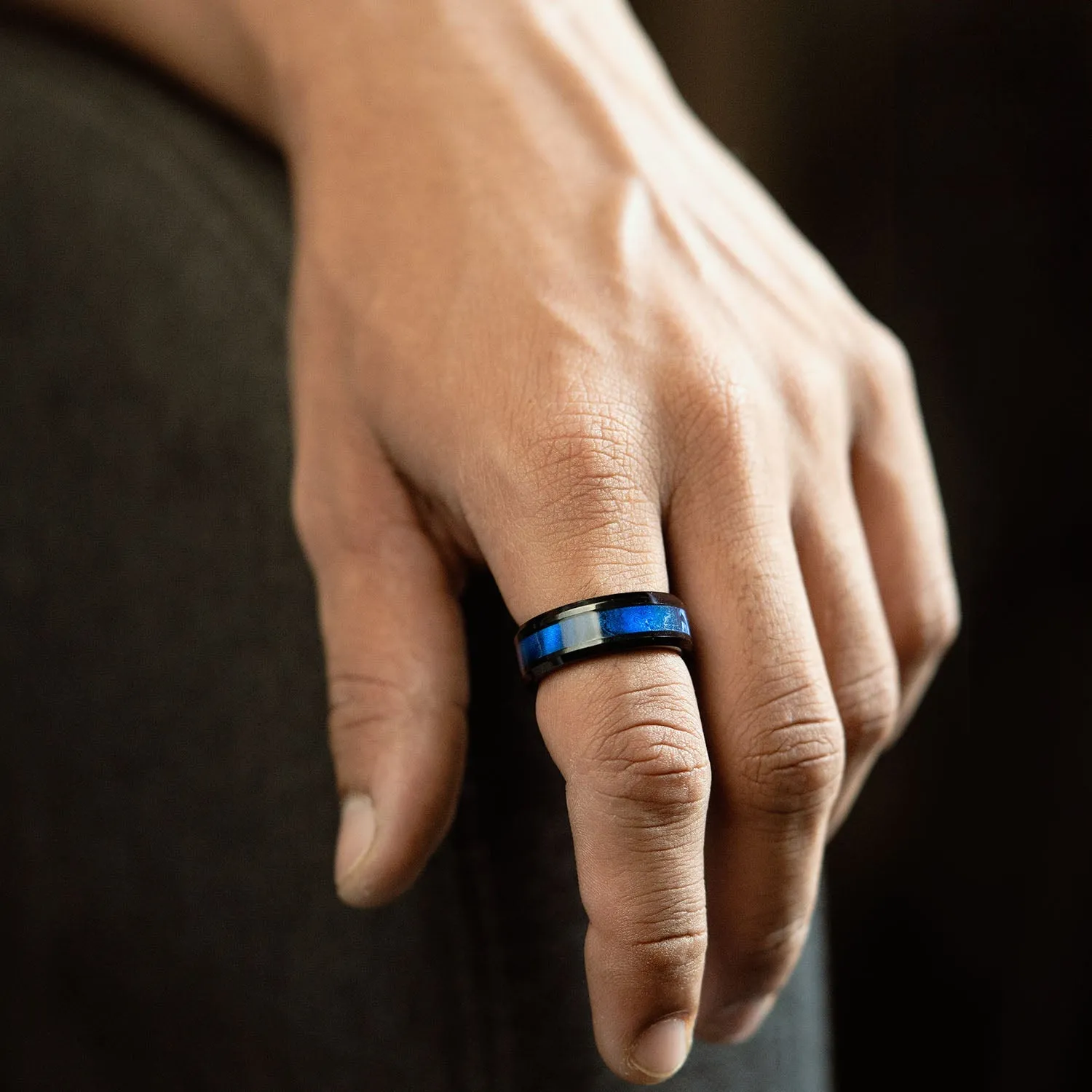 Black Flash Inlay Ring