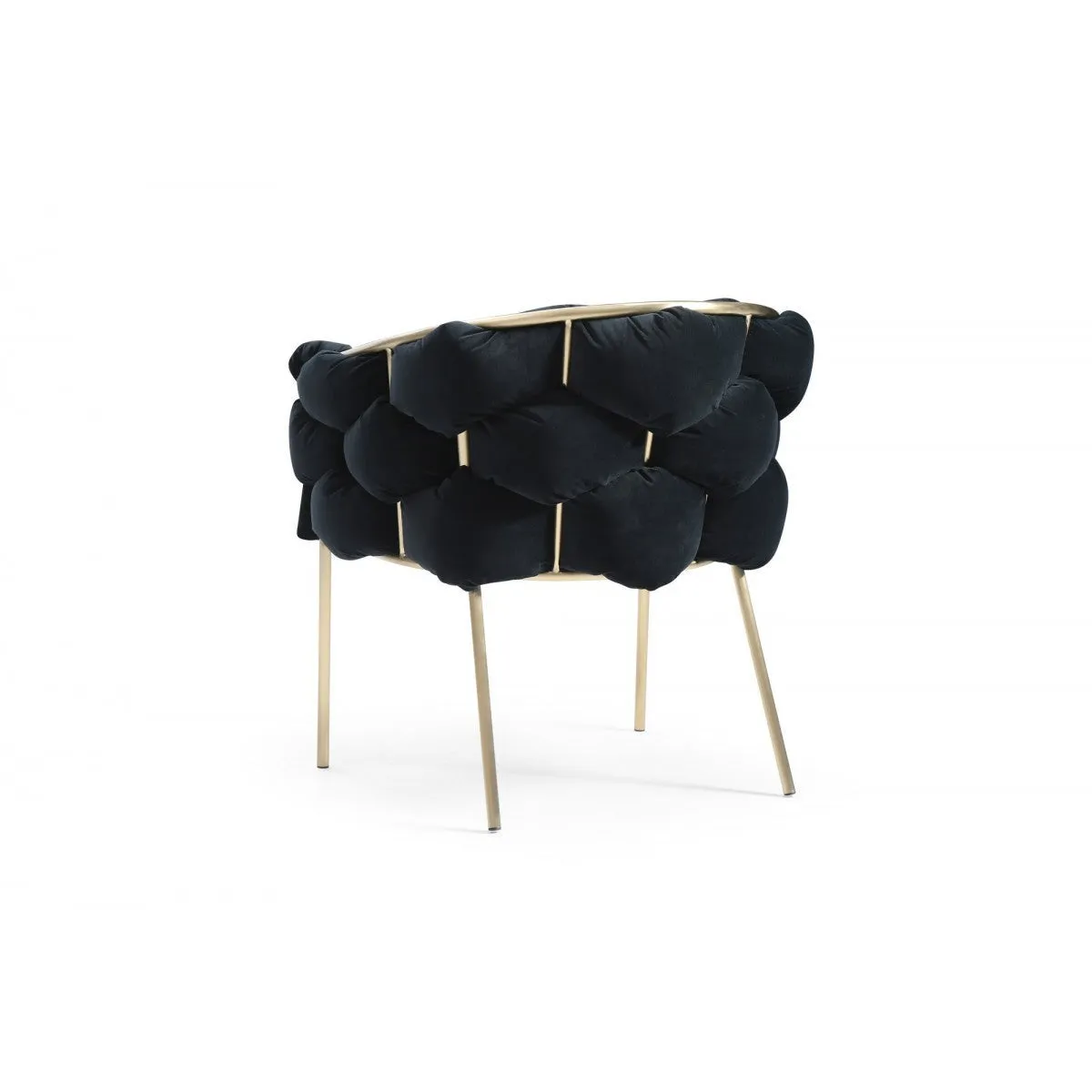 Black Geo Velvet and Brushed Brass Velvet Dining Chair