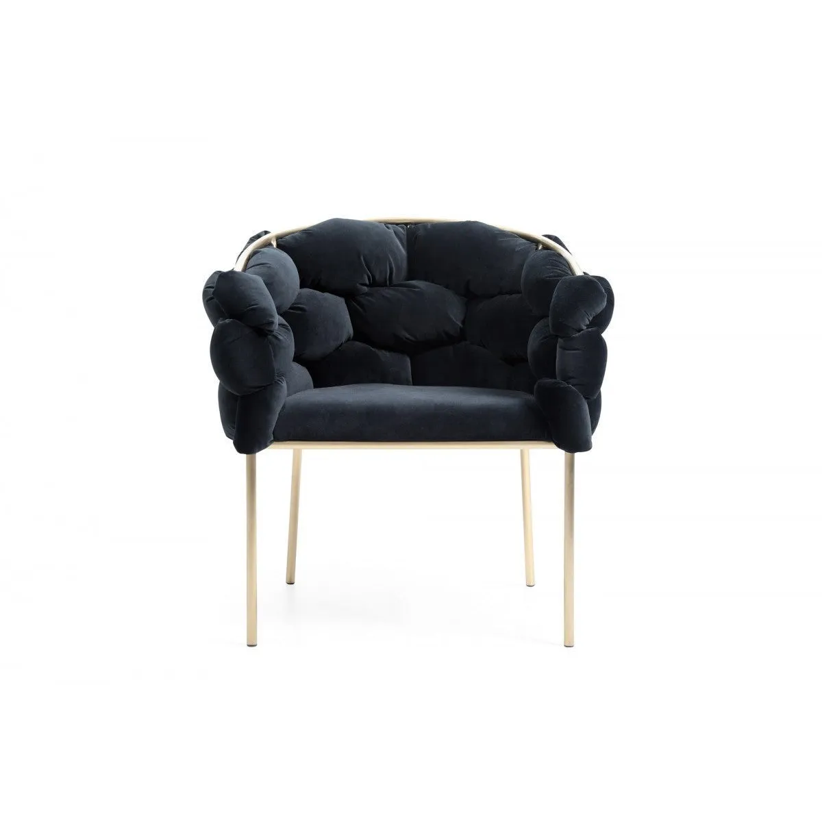 Black Geo Velvet and Brushed Brass Velvet Dining Chair