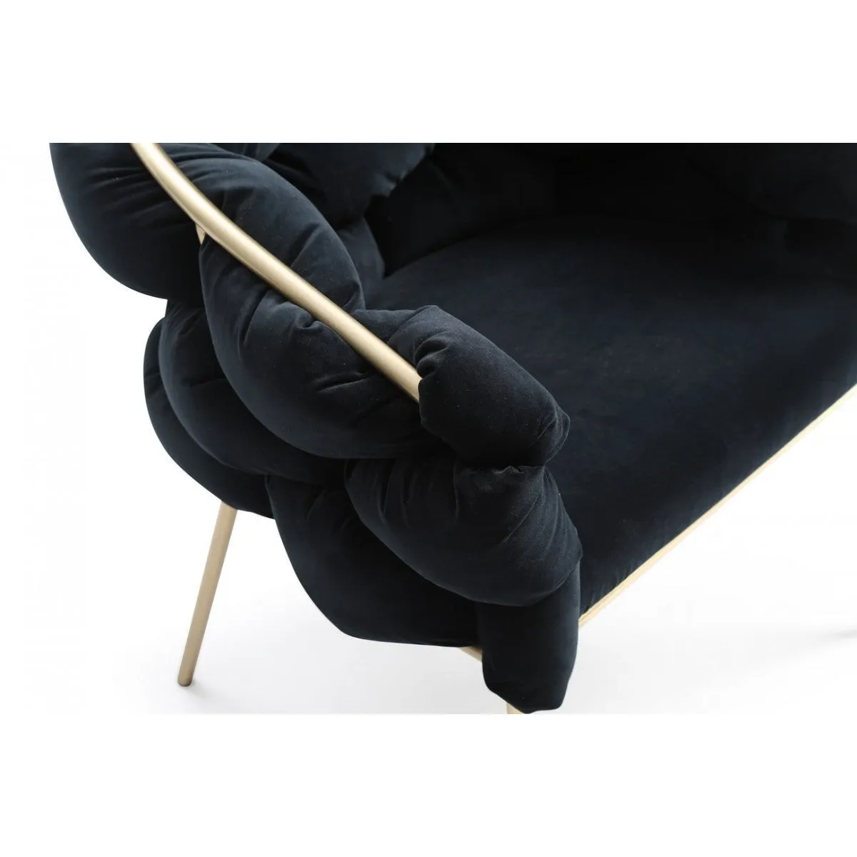Black Geo Velvet and Brushed Brass Velvet Dining Chair