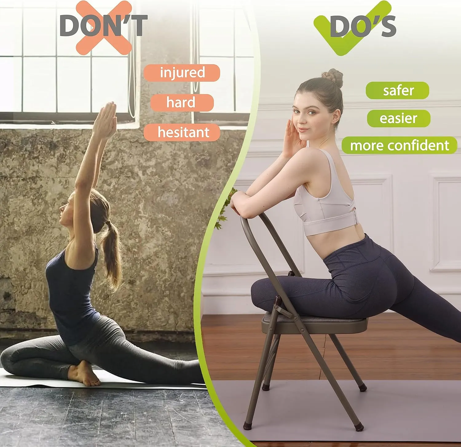 BODY RHYTHM Yoga Auxiliary Chair with Lumbar Back Support for Abs & Core, Balance Handstand, Flexibility and Strength Training and Back Pain Relieving.