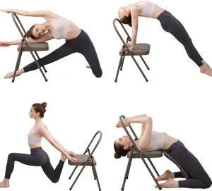 BODY RHYTHM Yoga Auxiliary Chair with Lumbar Back Support for Abs & Core, Balance Handstand, Flexibility and Strength Training and Back Pain Relieving.