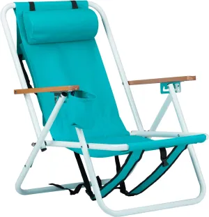 Bonnlo Foldable Backpack Carry Camping Chair with Cup Holder, Portable 4-Position Reclining Heavy-Duty Supports 265 lbs (120 kg) for Beach Lawn Concert Fishing Cool Mint Green