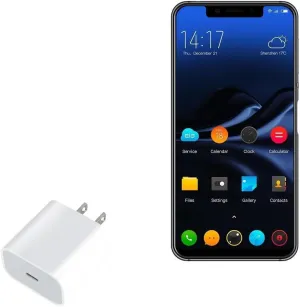 BoxWave Charger Compatible with Elephone S9 - PD GAN miniCube (30W), 30W Tiny PD GAN Type-C Wall Charger - Winter White