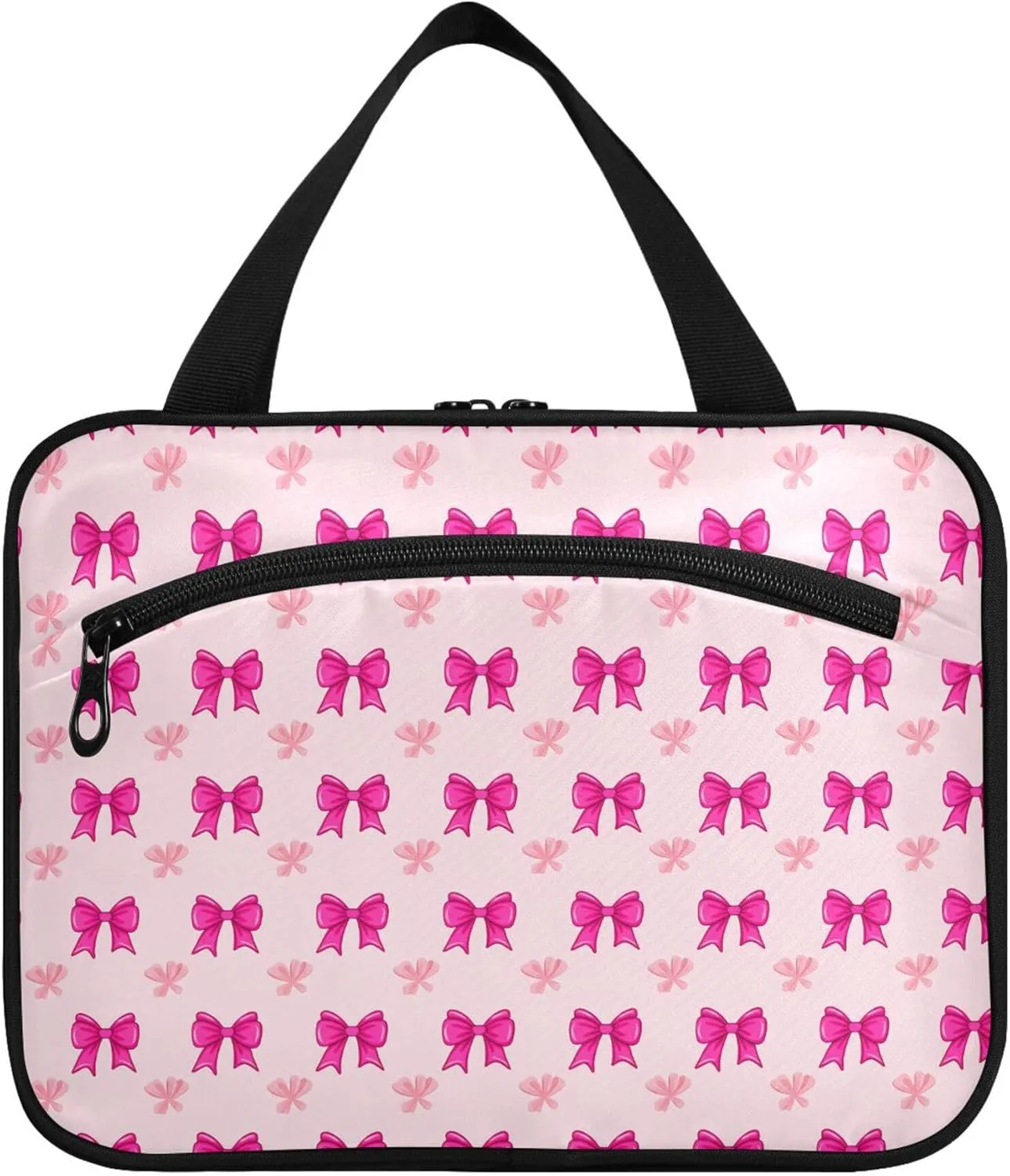 Bright Pink Bows Travel Toiletry Bag for Women & men Hanging Portable Toiletry Bag Large Capacity Travel Bag for Hold Cosmetics Skin Care Products Toiletries Medium