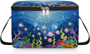 Budxapjw Cute Fish Womens Lunch Bag with Shoulder Strap Underwater World Reusable Men Sports Insulated Lunch Box Leakproof Cooler Tote Bag for Office Picnic Hiking Beach