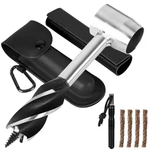 Bushcraft Hand Auger Wrench Bushcraft Gear and Equipment Settlers Wrench Survival Tools Scotch Eye Wood Auger Drill Peg and Manual Hole Maker Multitool for Outdoor Backpacking Camping Bushcrafting