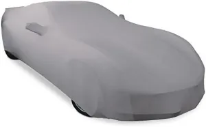 C7 Corvette Indoor Car Cover - Custom Fit Ultraguard Stretch Satin Dust Proof, High End with Storage Bag for 2014-2019 Stingray, Z51, Z06, Grand Sport Corvettes (Silver)