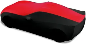 C7 Corvette Indoor Car Cover - Custom Fit Ultraguard Stretch Satin Sport Series Dust Proof, High End with Storage Bag for 2014-2019 Stingray, Z51, Z06, Grand Sport Corvettes (Red/Black)