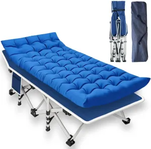 Camping cot with Mattress Comfortable Camping Cots for Adults Portable Folding Cot with Carry Bag Guest Bed Easy to Install Outdoor Indoor