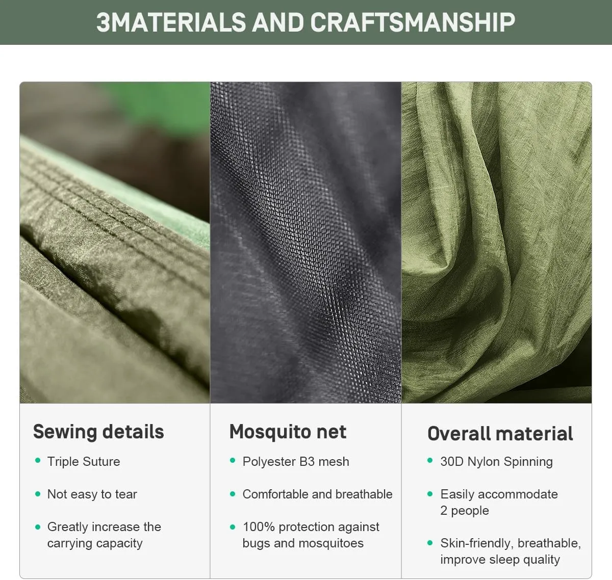 Camping Hammock with Mosquito Net,3 in 1 Function Parachute Portable Hammock,Double & Single Hammocks Tent for Travel Outdoor Indoor Hiking Patio - with Tree ​Straps,Carabiners,Aluminium Poles