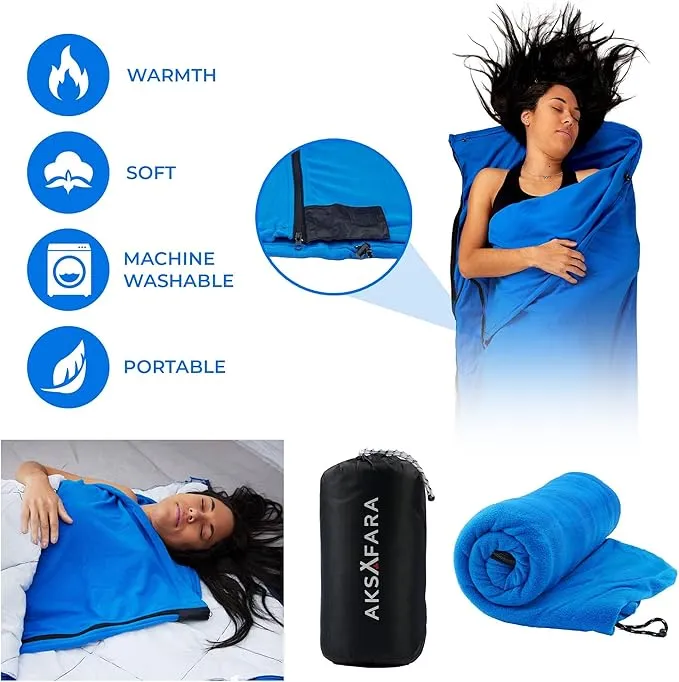 Camping Sleeping Bag Liner - Ultralight Warm Sleeping Bag Liner - Lightweight Compact Sleeping Bags For Adults - Zippered Rectangle Sleeping Bag Liner - Outdoor Sleepingbag Liners - Camp Accessories