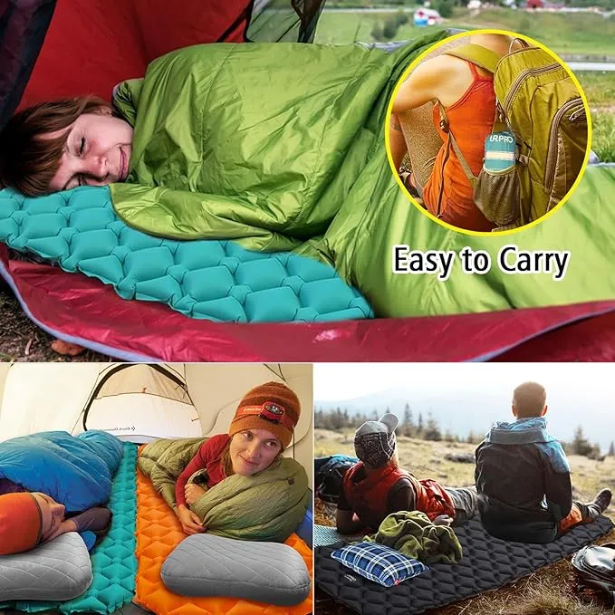 Camping Sleeping Pad Air Mattress - Inflatable Ultralight Ergonomic Design Compact Airpad Mat Backpacking Hiking Outdoor Activities Black
