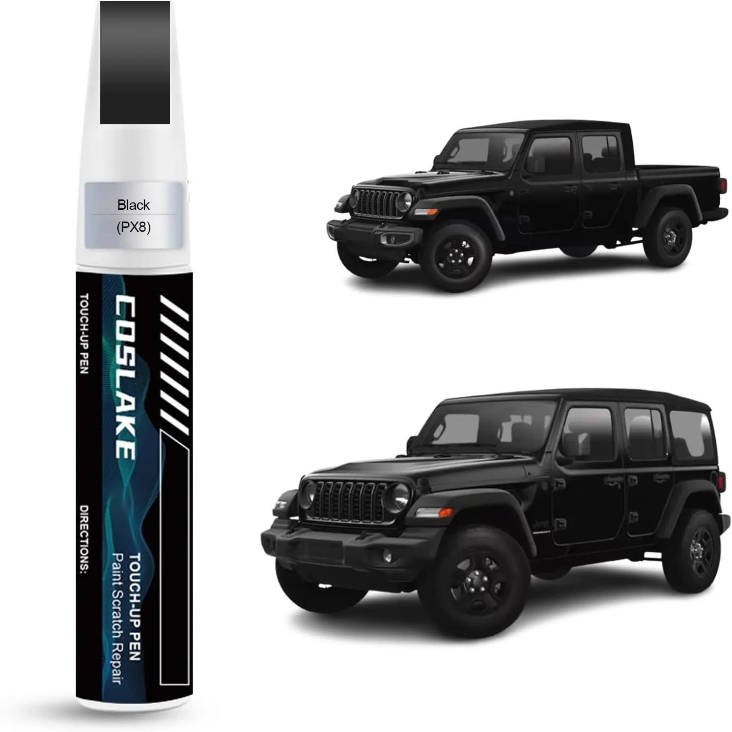 Car Touch Up Paint(Black(PX8)) for Jeep, Car Paint Scratch Repair Kit, Quick & Easy Solution to Repair, 2 in 1 Scratch Remover Pen with Color-Matched