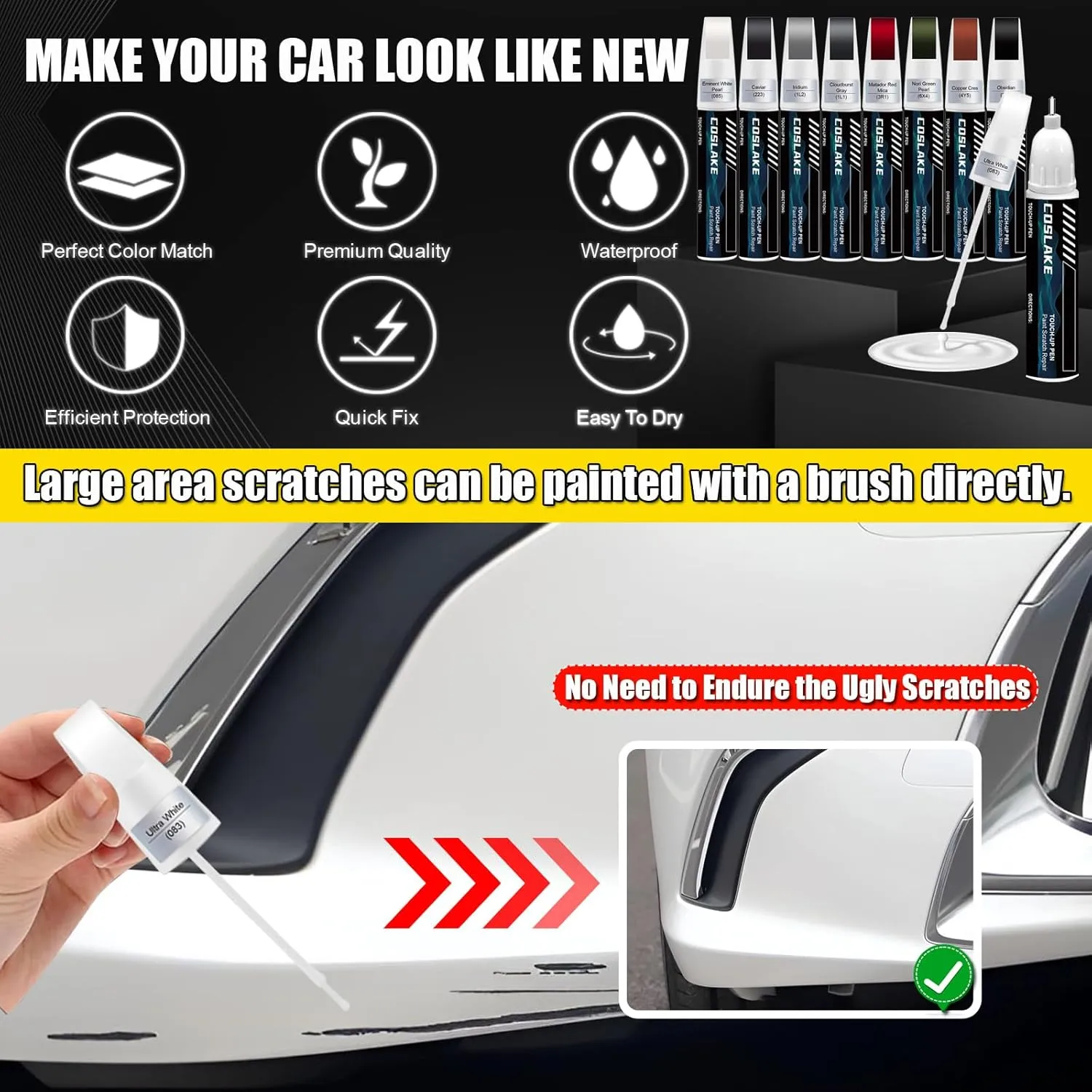 Car Touch Up Paint(Iridium(1L2)) for Lexus, Car Paint Scratch Repair Kit, Quick & Easy Solution to Repair, 2 in 1 Scratch Remover Pen with Color-Matched