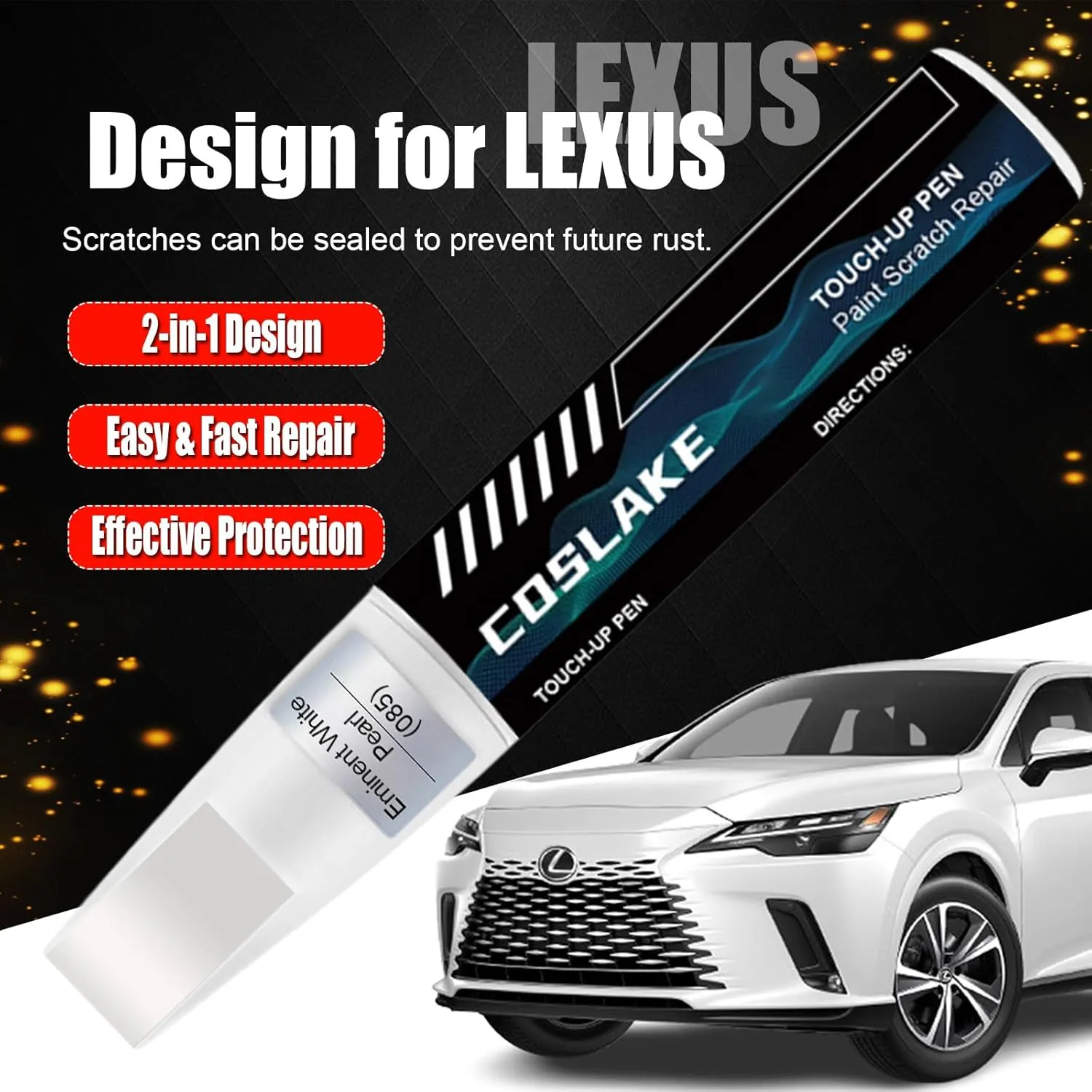 Car Touch Up Paint(Iridium(1L2)) for Lexus, Car Paint Scratch Repair Kit, Quick & Easy Solution to Repair, 2 in 1 Scratch Remover Pen with Color-Matched