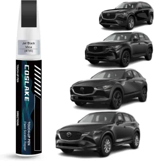 Car Touch Up Paint(Jet Black Mica(41W)) for Mazda, Car Paint Scratch Repair Kit, Quick & Easy Solution to Repair, 2 in 1 Scratch Remover Pen with Color-Matched