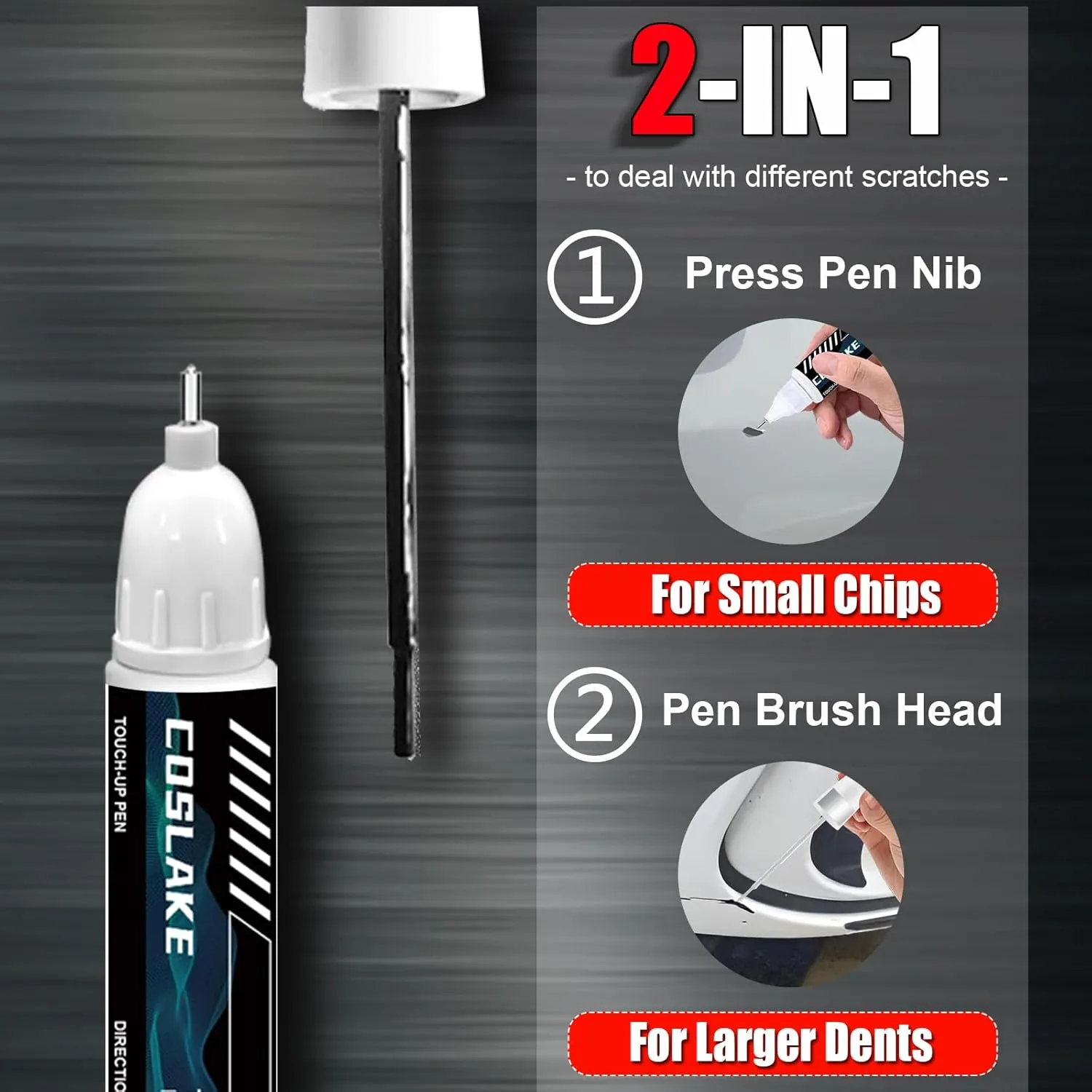 Car Touch Up Paint(Jet Black Mica(41W)) for Mazda, Car Paint Scratch Repair Kit, Quick & Easy Solution to Repair, 2 in 1 Scratch Remover Pen with Color-Matched