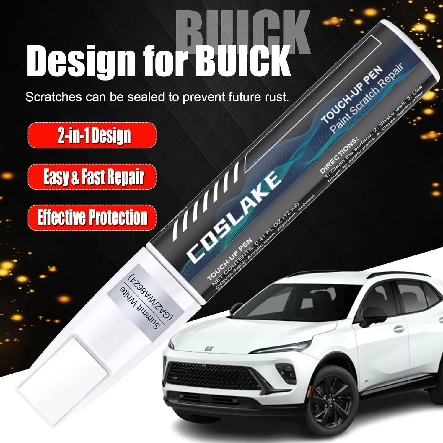 Car Touch Up Paint(Moonstone Gray Metallic(GXD/WA130H)) for Buick, Car Paint Scratch Repair Kit, Quick & Easy Solution to Repair, 2 in 1 Scratch Remover Pen with 2PCS Disposable Micro Applicators